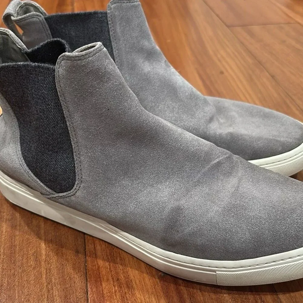 Vince Men's Gray Suede Chelsea Ankle Slip-On Boots Round Toe Pull Tab 8.5